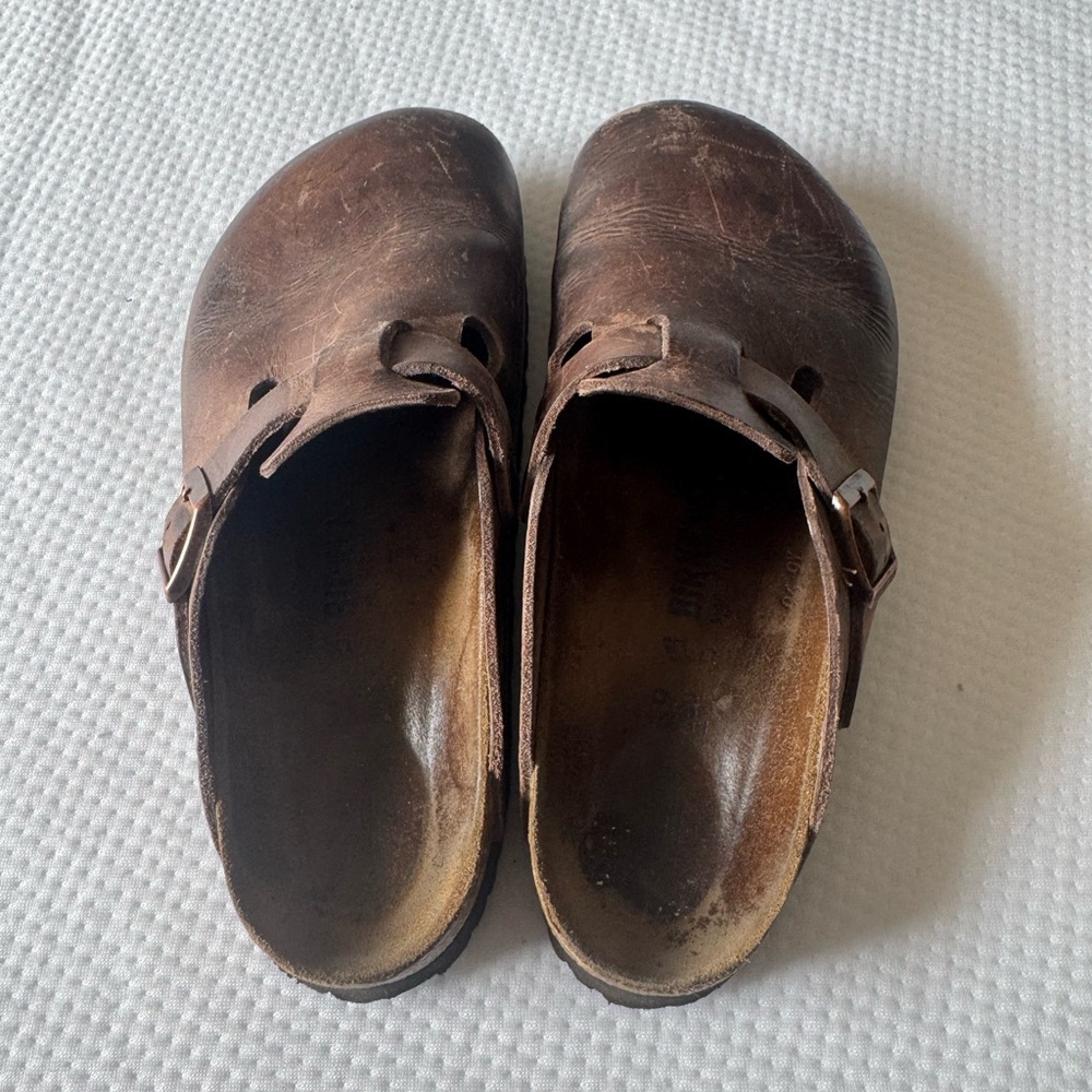 Birkenstock Brown Leather Slip-On Clogs